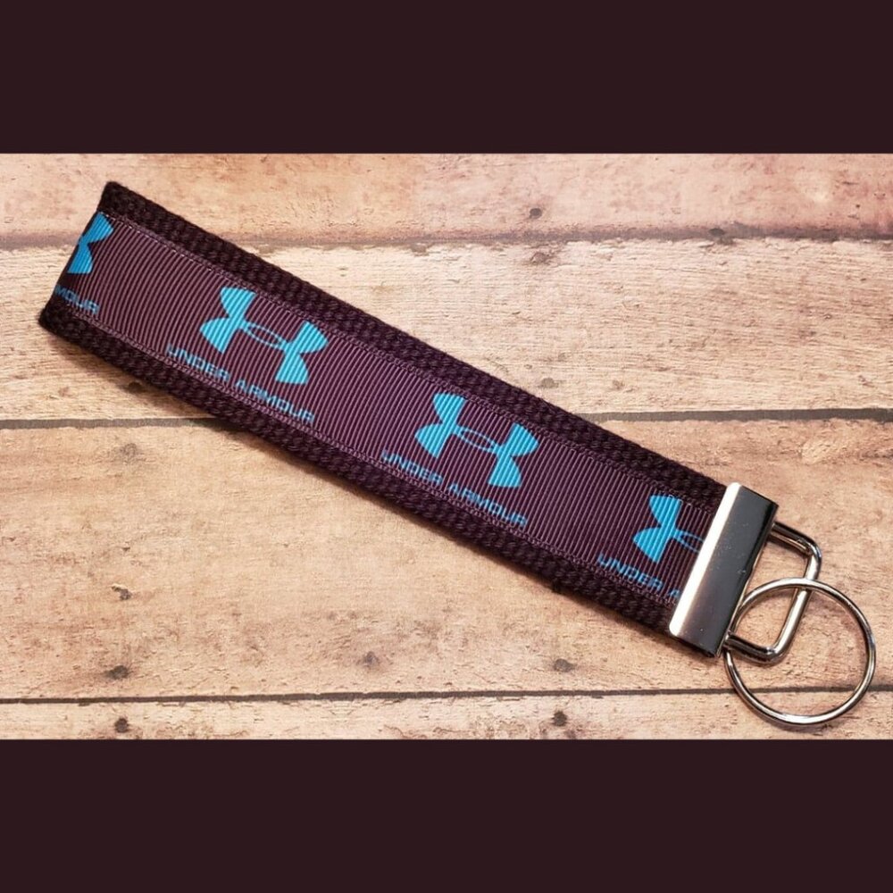 Aqua/Teal Underarmour / Under Armour Wristlet Keychain / Keyfob